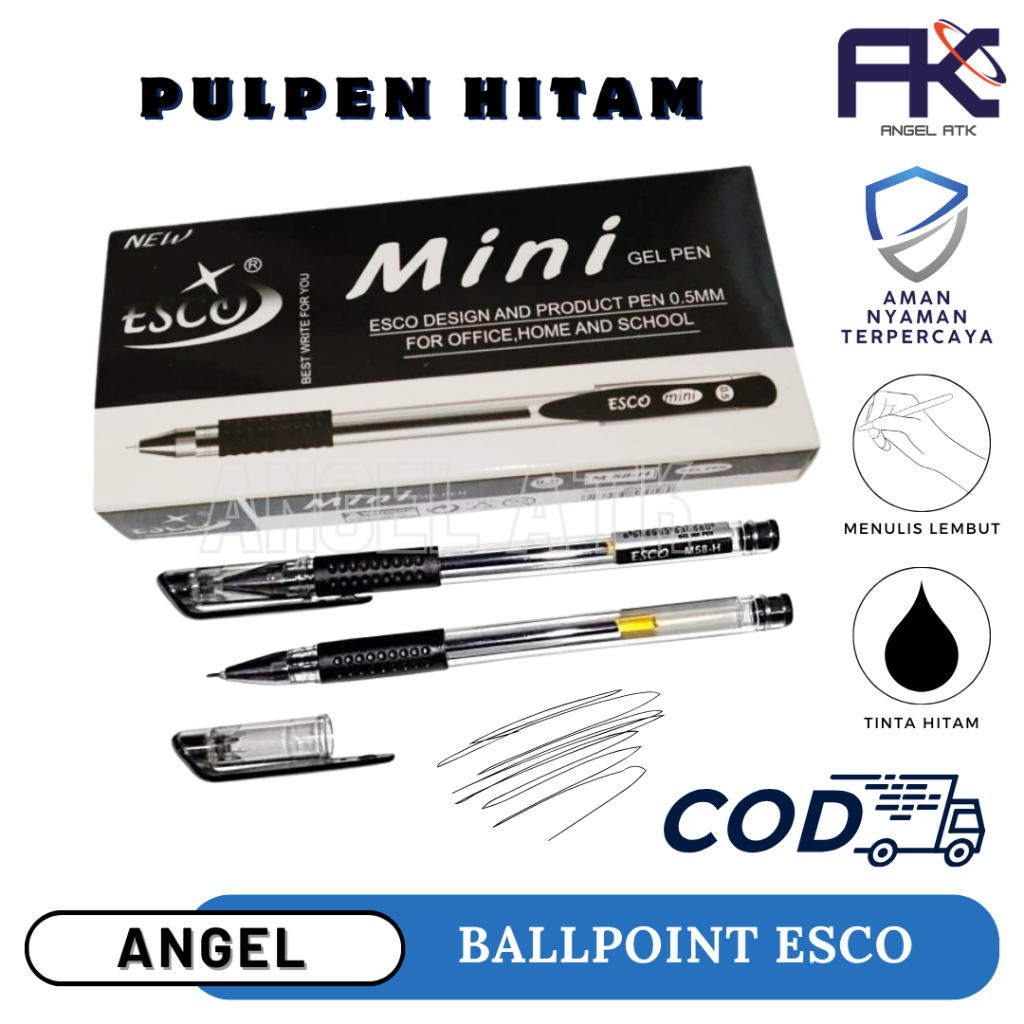 

Pulpen Esco Mini / 1 Lusin ( 12 Pcs ) / Pulpen Hitam / Smooth Writing / Untuk Alat Tulis Sekolah dan Kantor / Tinta Anti Macet / Murah Meriah / Bayar di Rumah / Atk Blessing