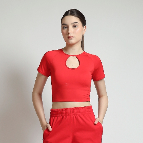 CoreNation Lyla Short Sleeve Crop Top - With Built-in Shelf Bra