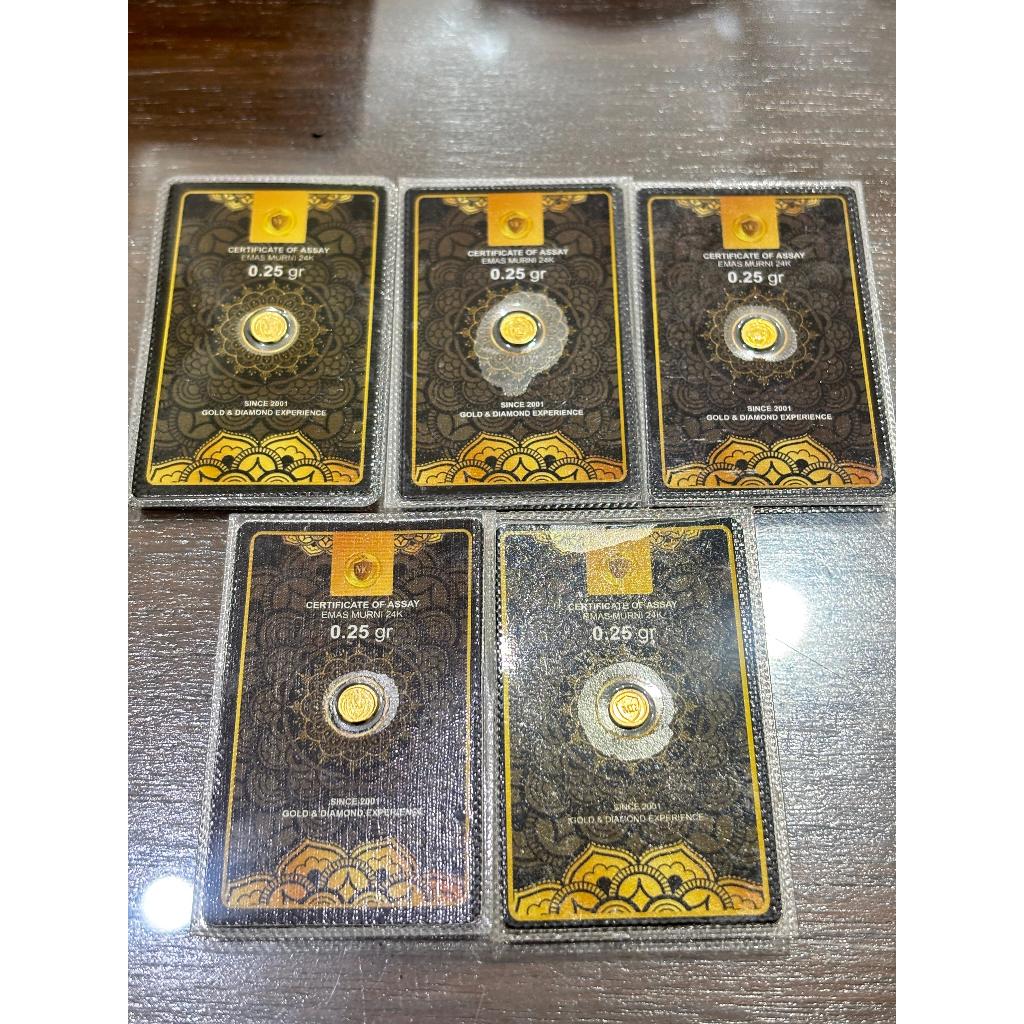 0.25 GRAM LM LOGAM MULIA EMAS MINI GOLD MG SDGM BATIK HITAM COKLAT SERTIFIKAT ASLI LOGO SNI 24K 999.