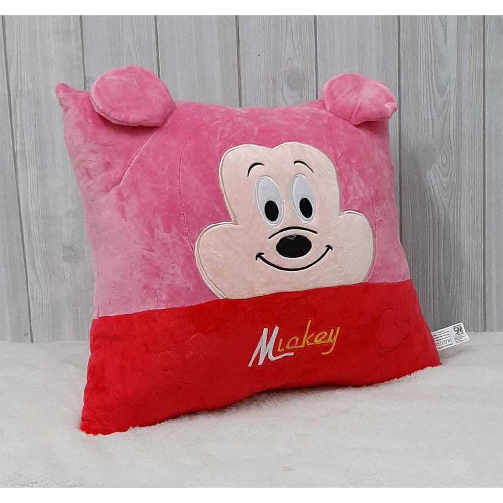 Bantal kotak bordir 2 warna XL 45x40cm/bantal karakter mickey minnie pooh barney/bantal boneka