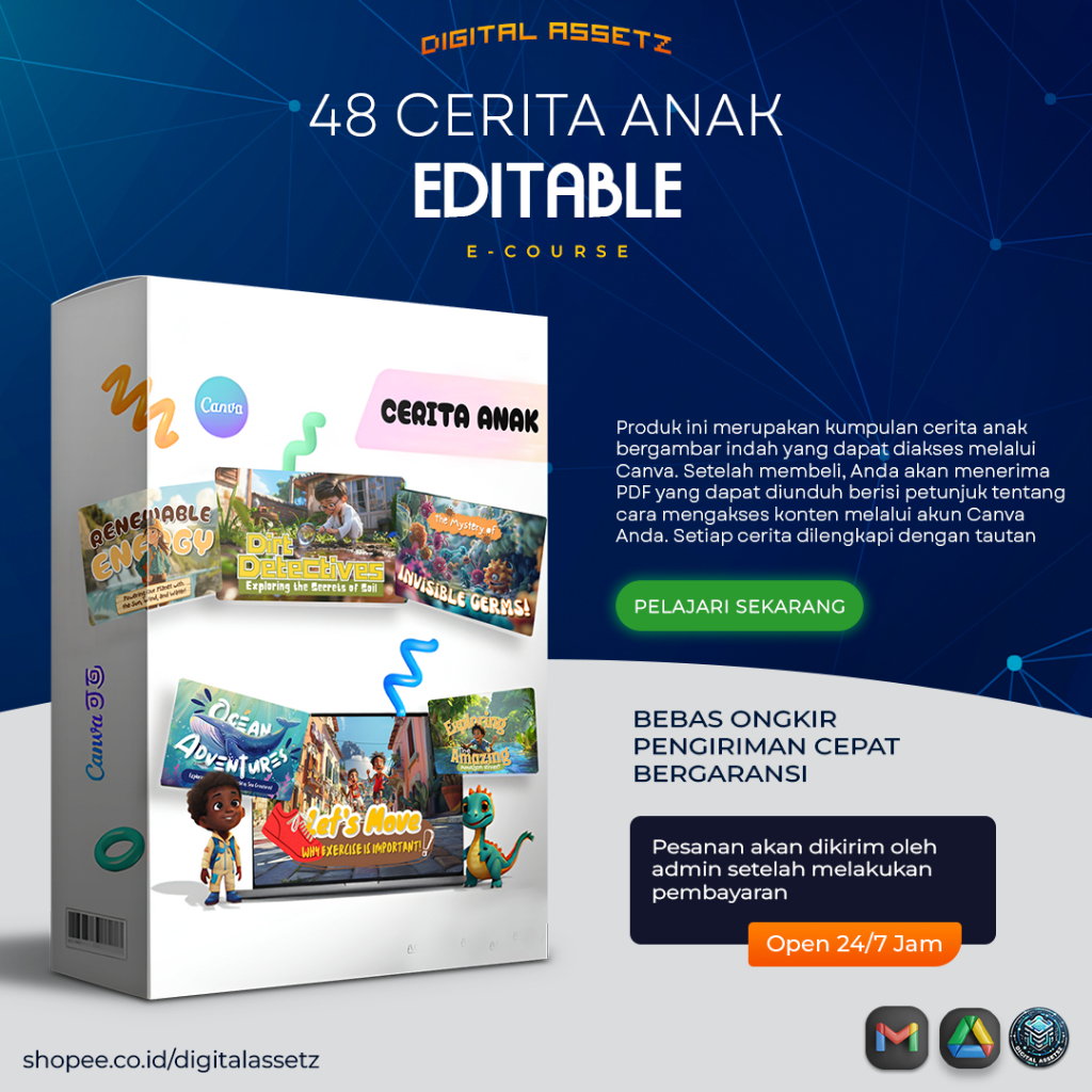 48 Cerita Anak Editable Canva Bahasa Inggris