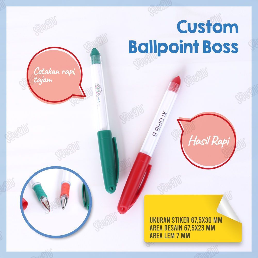 

Custom Tulisan Sticker Ballpoint BOSS Bolpen Pulpen Pena Promosi