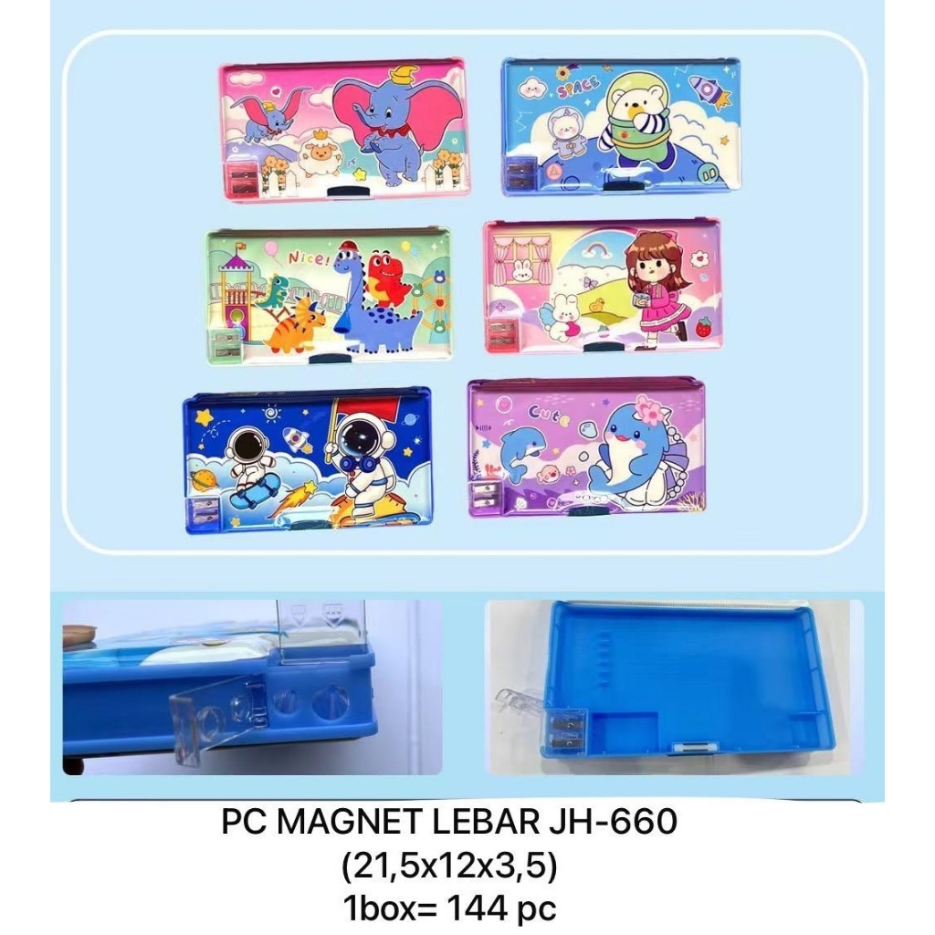 

Tempat Kotak Pensil Magnet Jumbo Serutan 2 Lubang JH-660 Animal Cute Momo Astronot