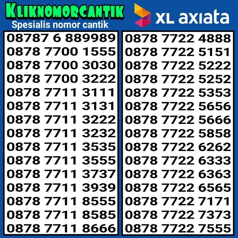 nomor cantik XL Axiata 4G&5G kartu perdana XL Axiata B3