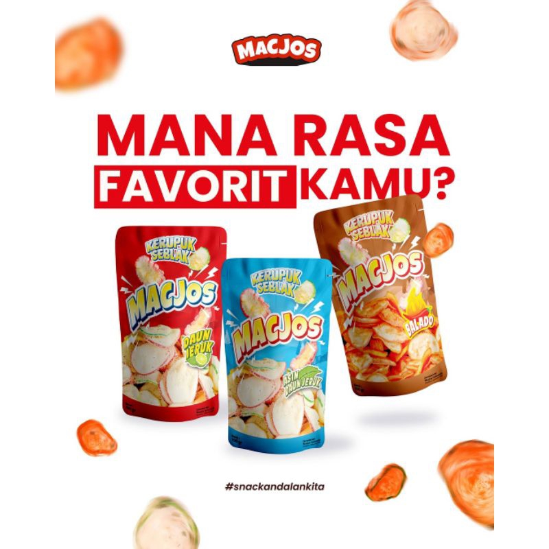 

MACJOS cemilan krupuk seblak 3varian rasa 100gr krupuk seblak mix kerupuk seblak daun jeruk