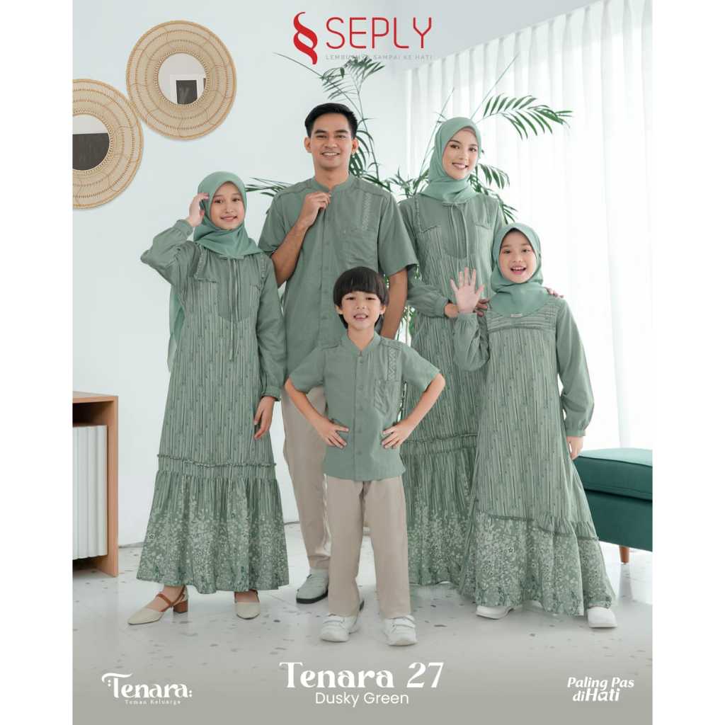 [PO] Sarimbit Tenara 27 Dusky Green Gamis Nara 27 Koko Kaseo 261 Sarimbit Keluarga Baju Lebaran Sete