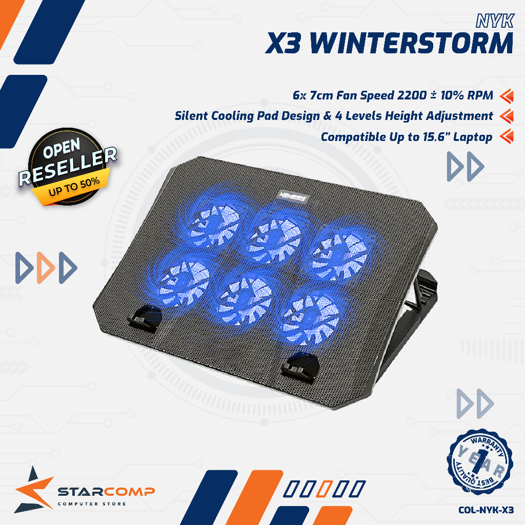 NYK Nemesis X3 WinterStorm CoolingPad 6 Fan Cooling Pad Laptop