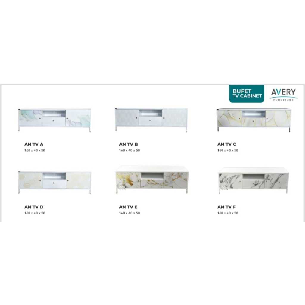 Rak Meja Tv Besi Motif Marmer/Avery Buffet TV Cabinet AN TV Murah Pontianak
