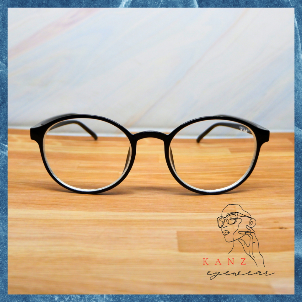 Kacamata Frame Bulat Besar Hitam Minus Jarak Jauh Fashion Wanita Pria Import Kekinian