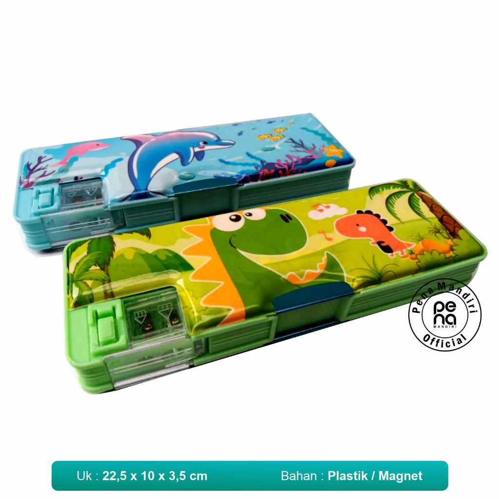 

Tempat Pensil Magnet Karakter 2 Sisi + Rautan / Kotak Pensil 2 Sisi