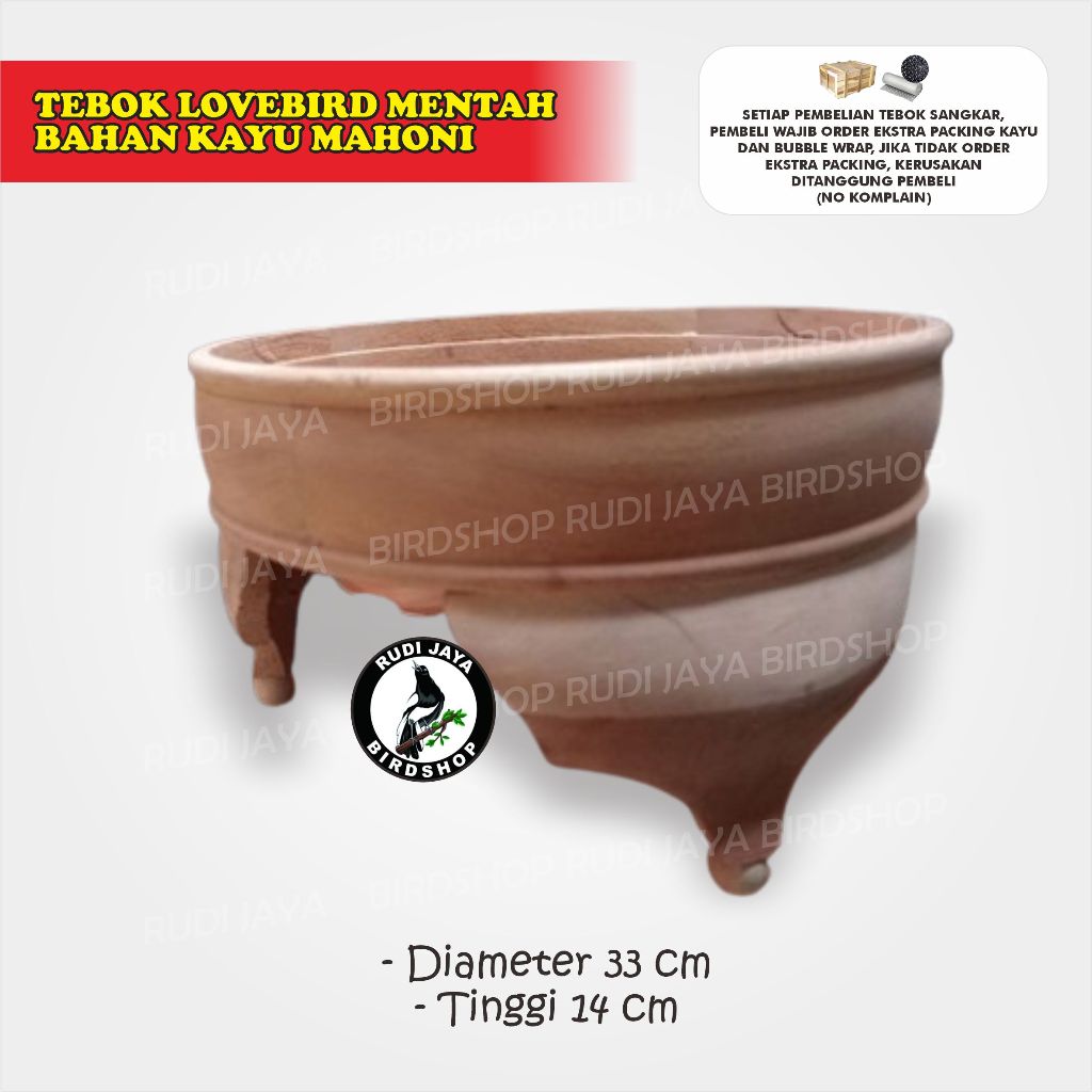 TEBOK KAYU LOVEBIRD MENTAH SANGKAR LOVEBIRD KANDANG KAPSUL DIAMETER 33 CM HALUS SIAP FINISHING