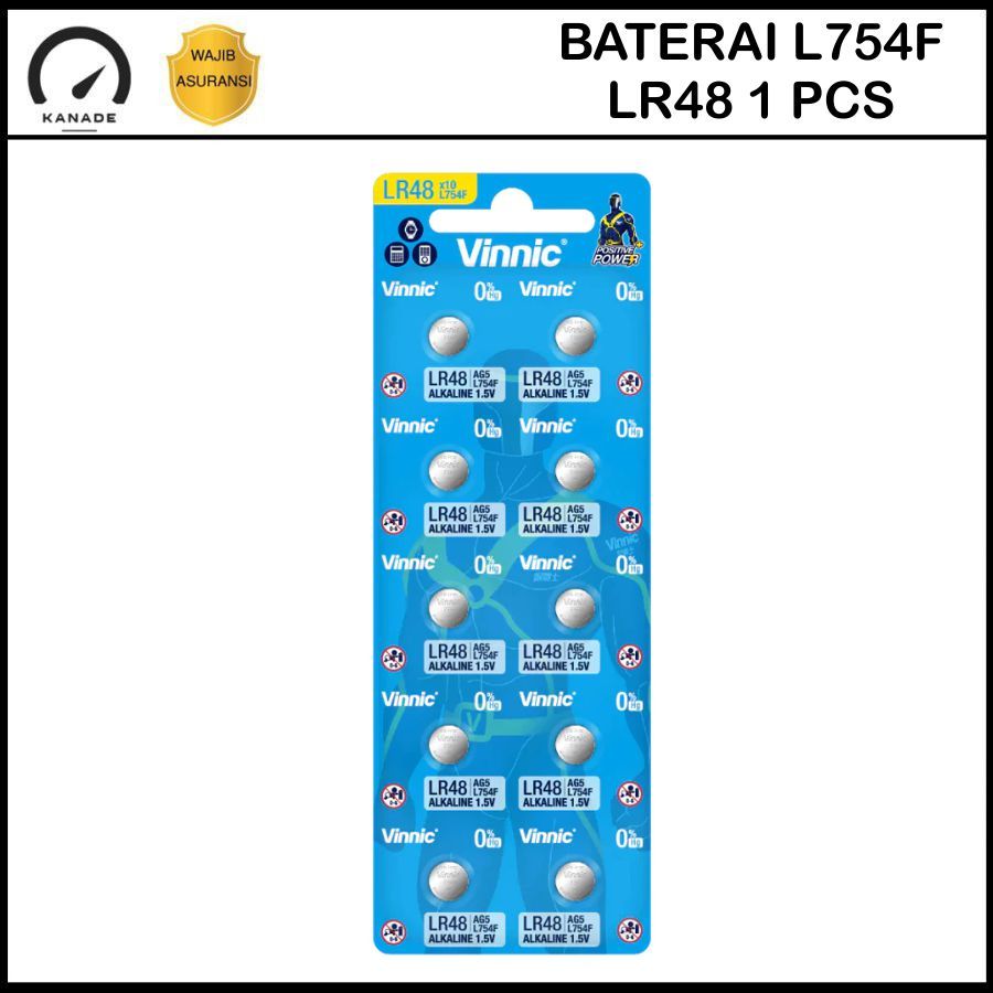 1 Keping BATERAI Vinnic LR48 AG5 754 ORIGINAL Baterai Alat Bantu Pendengaran Jam Tangan