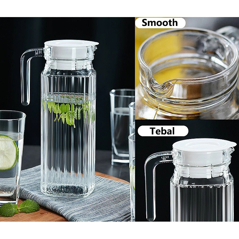 Teko Kaca Pitcher Kaca Pitcher Jus 1.1L Pitcher Water Jug 1 Liter Tempat Air Minum Kaca Pitcher Kaca