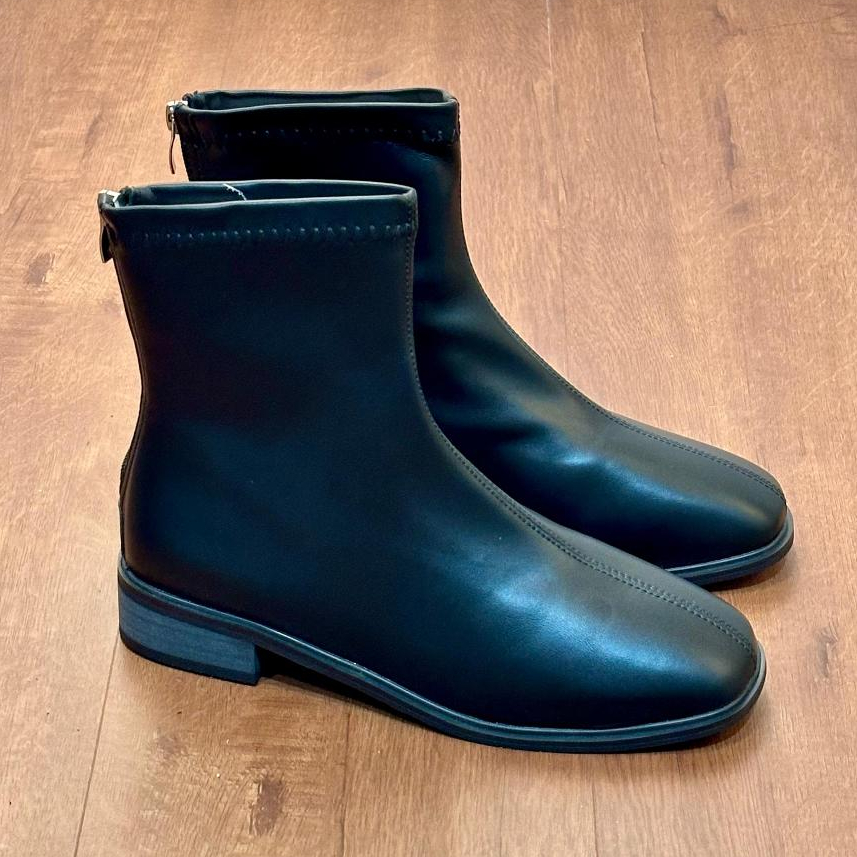 Sepatu Boots Hitam Kulit Wanita Fashion Sepatu Winter Ankle Boots 918