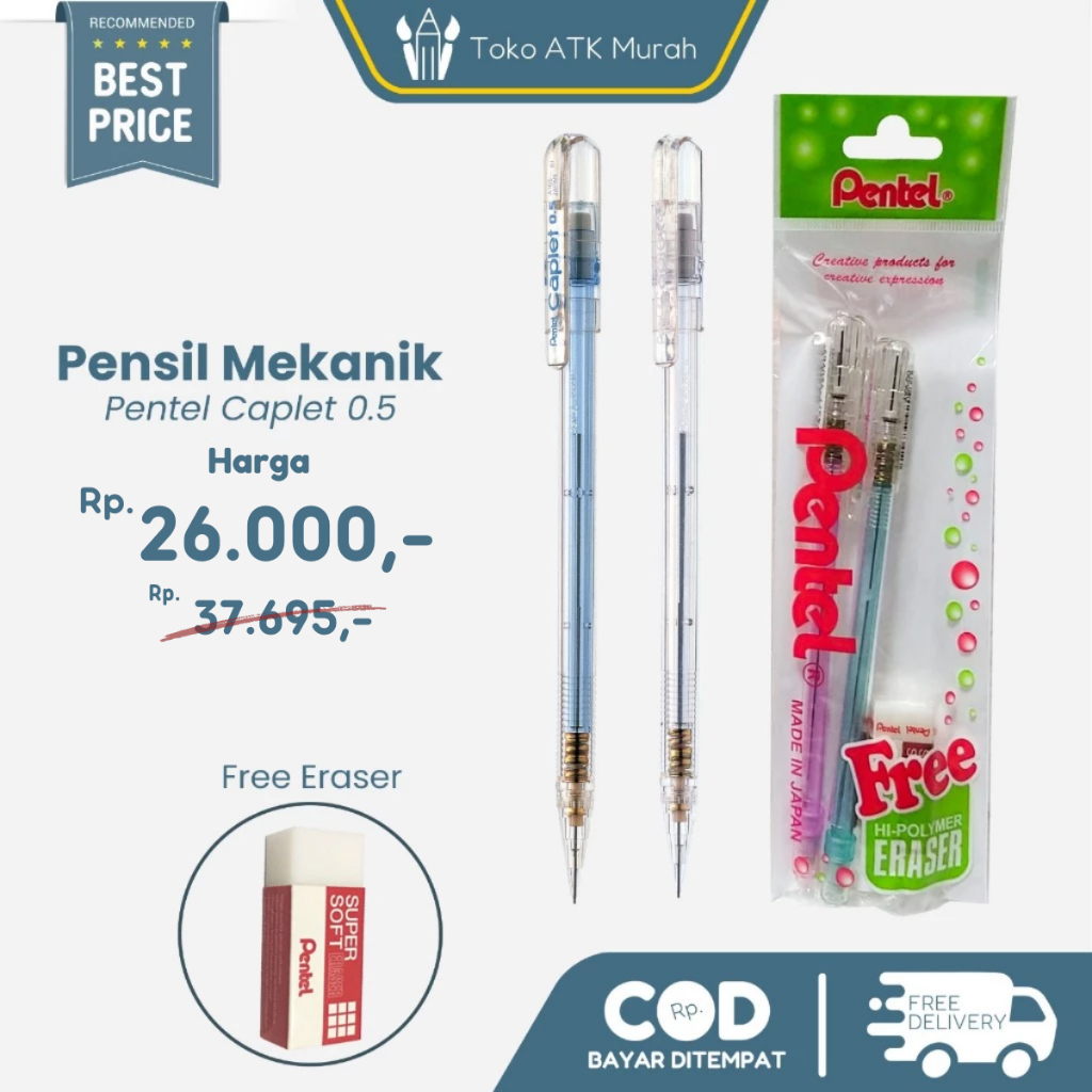 

Pensil Mekanik Pentel Caplet 0.5 (isi 2) Free Eraser