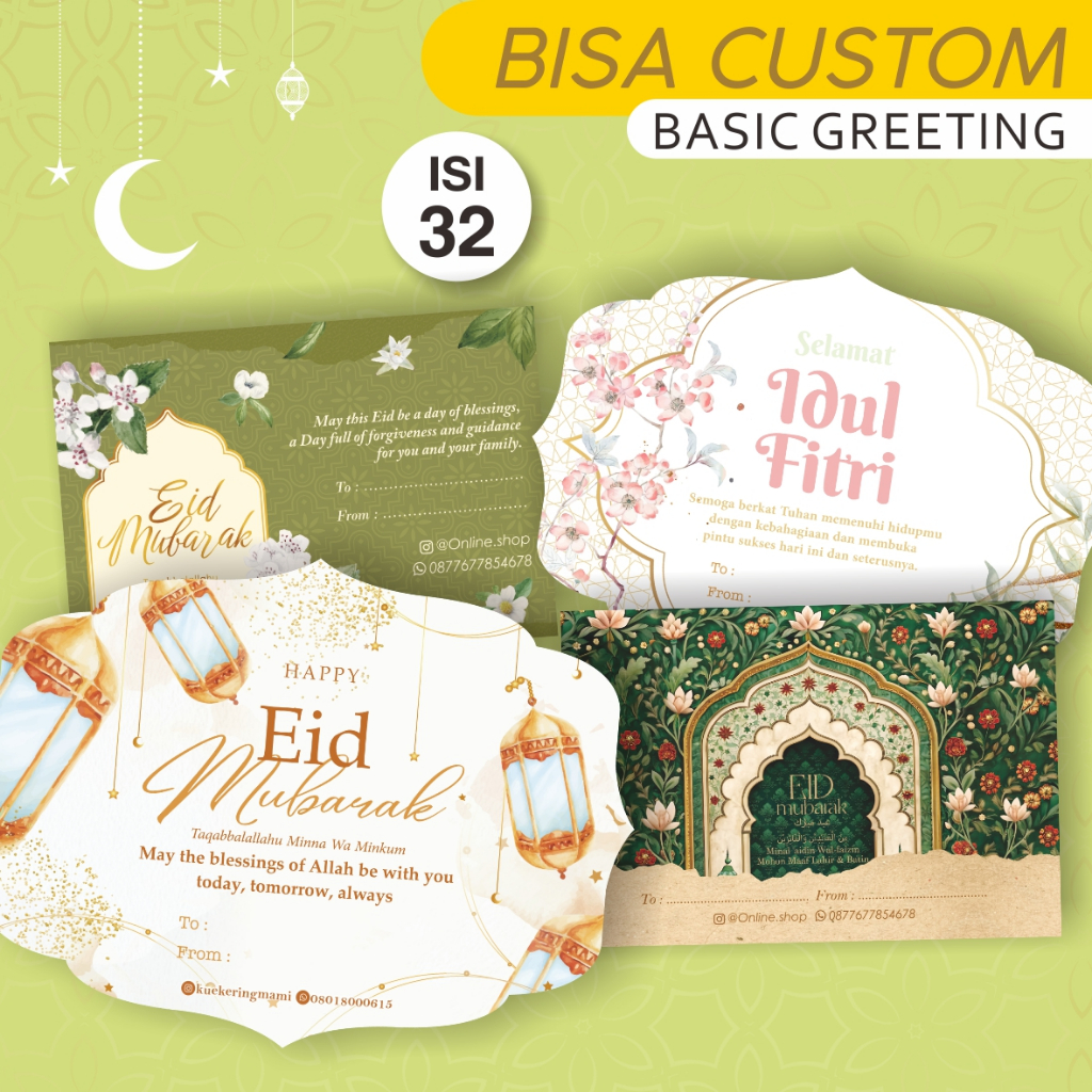 

Kartu ucapan idul fitri greting card lebaran cutting bentuk Custom