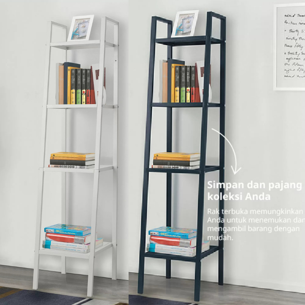 Unit Rak Baja, Rak penyimpanan serbaguna 4 susun, 2 wana putih/Abu 35x148 cm