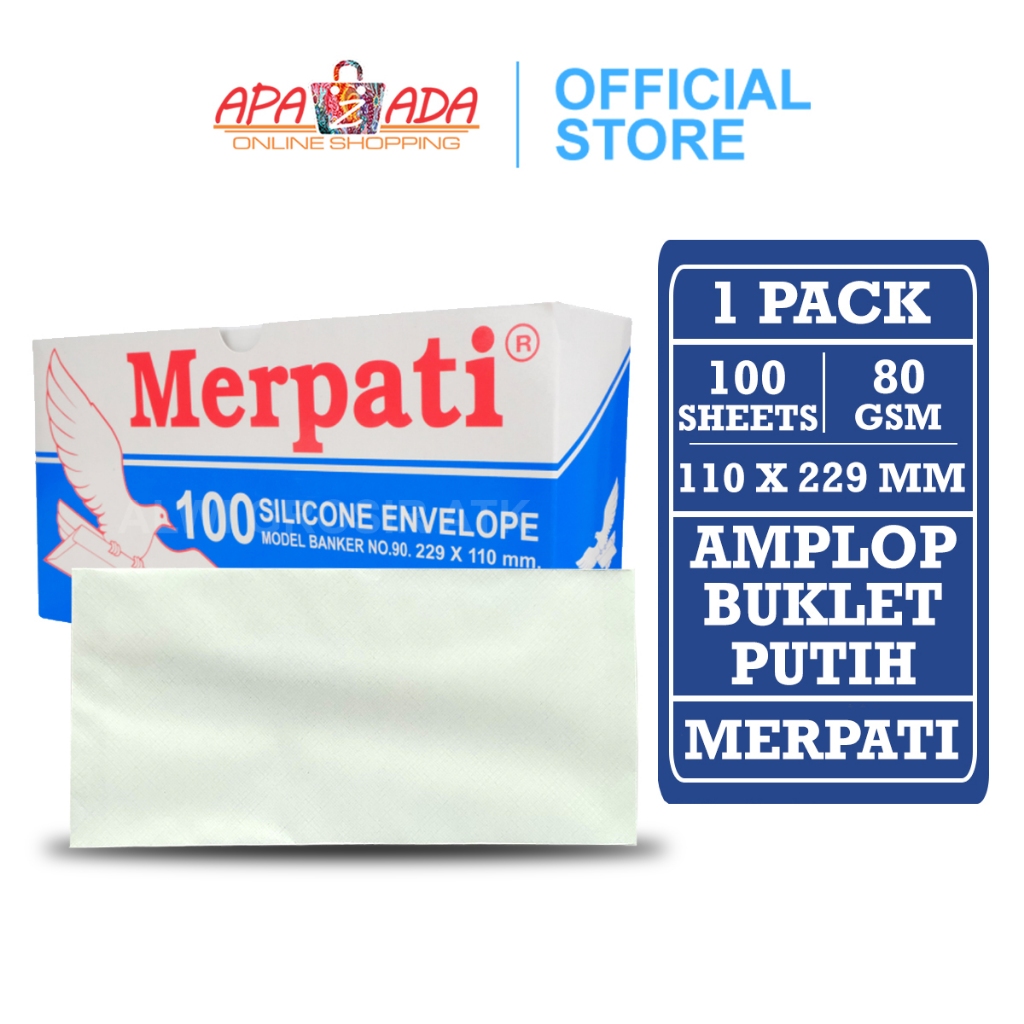 

Apazada - Amplop Buklet Putih Polos 90 PPS [1 Pack - 100 Lembar] / Plain Envelope Booklet Merpati