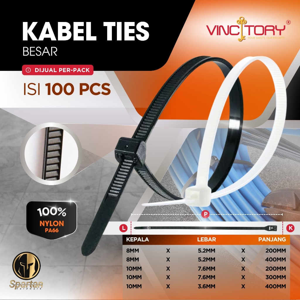 

Vincitory Kabel Ties Nylon Tali Krek Hitam Putih 10 15 20 25 30 cm Isi 100pcs 2686