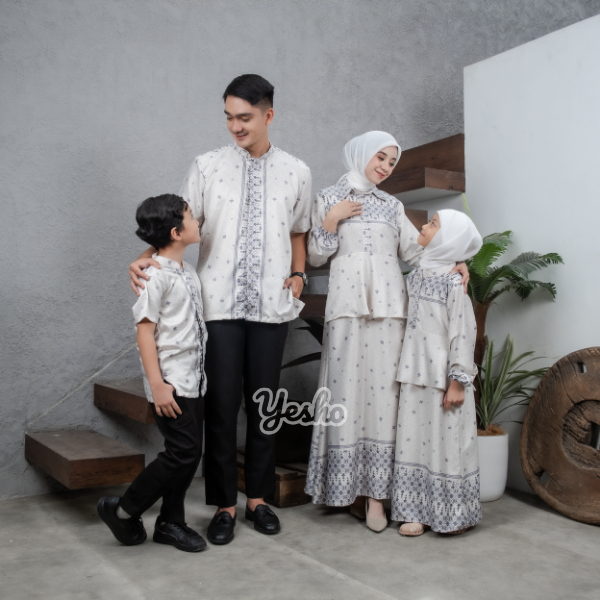 (PRE-ORDER) Yesho - Busana Baju Gamis Koko Muslim Sarimbit Keluarga - Jasmine White