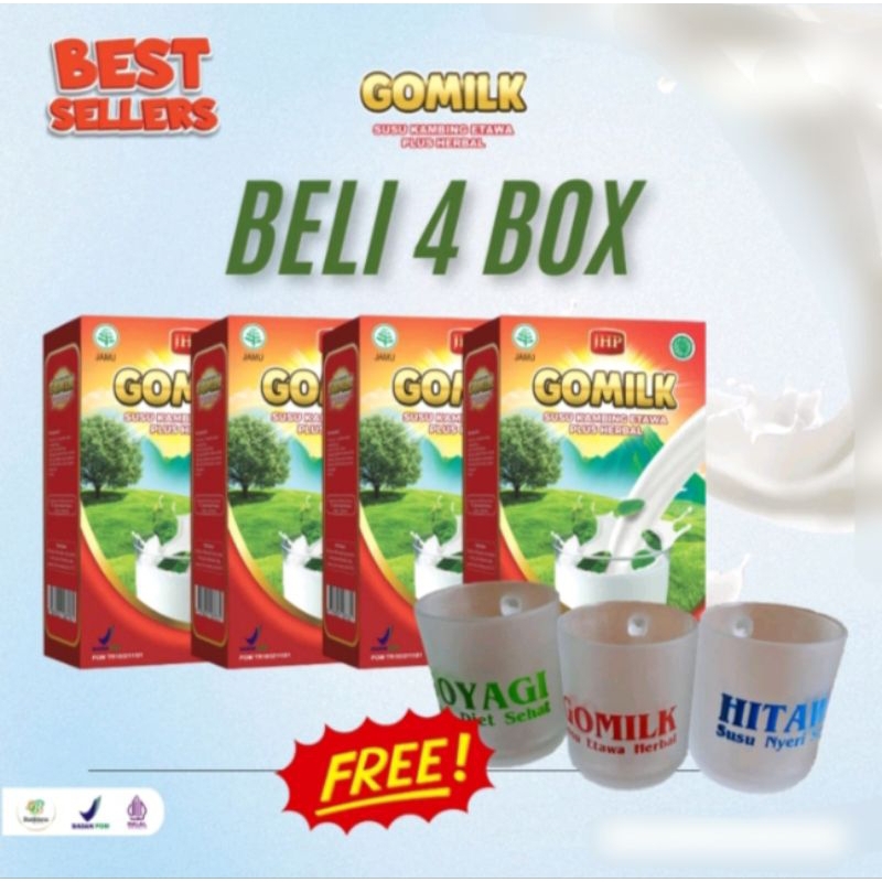 

PAKET 4 Gomilk Box @ 200 gr Gratis Gelas Cantik Bisa Mix Rasa