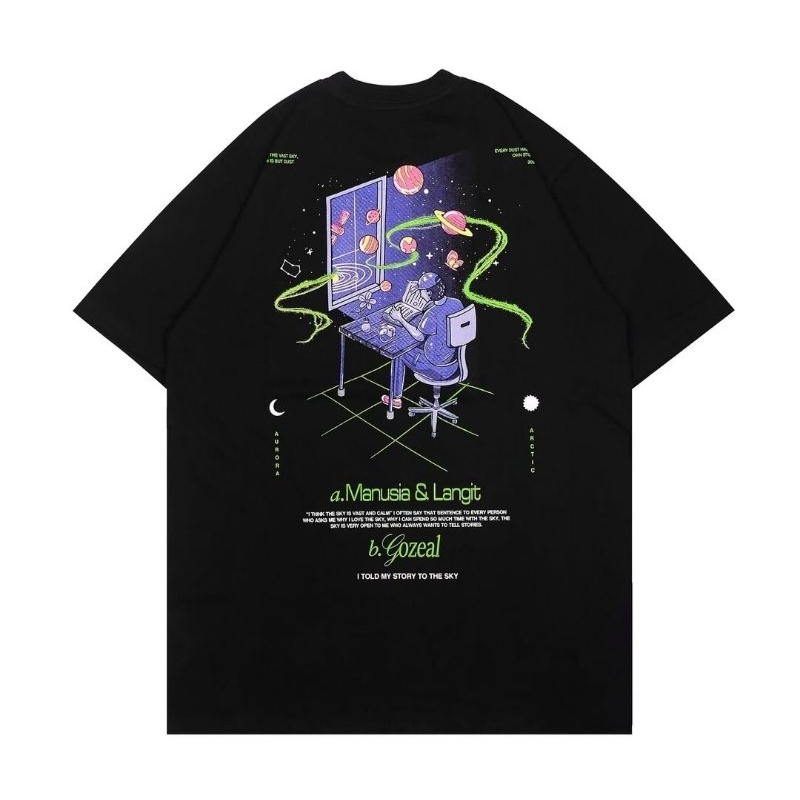 GOZEAL X MANUSIA & LANGIT V3 T-SHIRT KAOS PRIA WANITA HITAM
