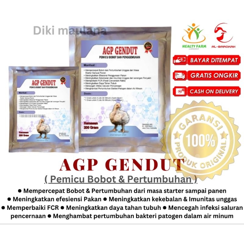 AGP GENDUT ( pemicu Bobot & Pertumbuhan ) - SUPLEMEN & VITAMIN - AYAM BROILER - BROODING -