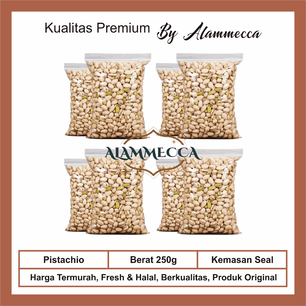 

Pistachio By Alammecca | Fresh, Halal, Berkualitas | Isi 250g | Kacang Pistachio | Kacang Fustuk