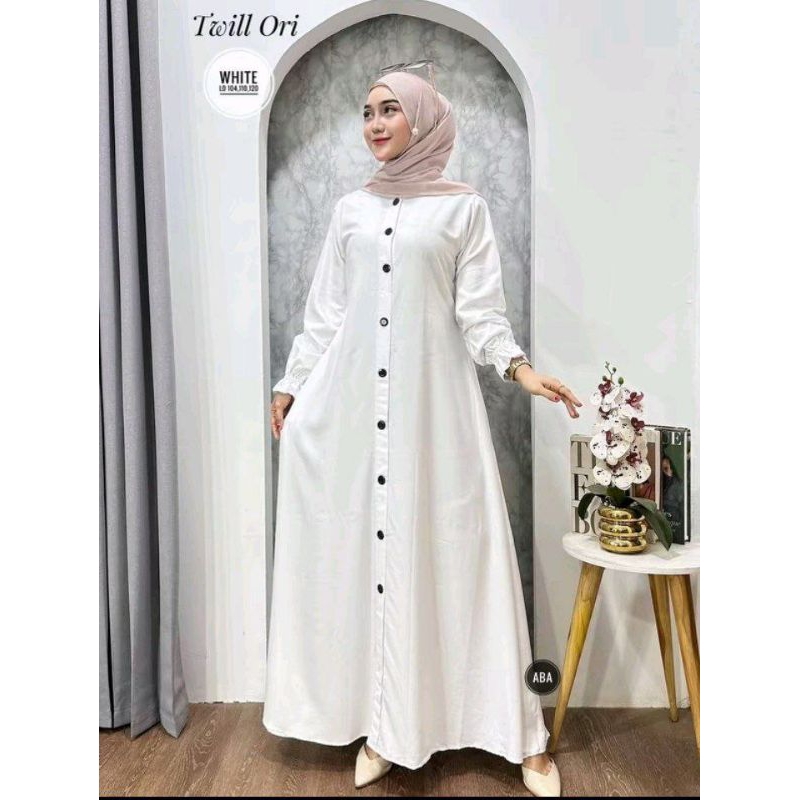 Syauqia - Gamis twill polos gamis twill susun rampel ori pekalongan