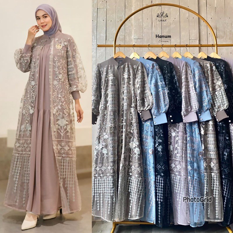 Hanum dress by Layka/gamis brukat thulle/gamis mewah premium/bisa cod