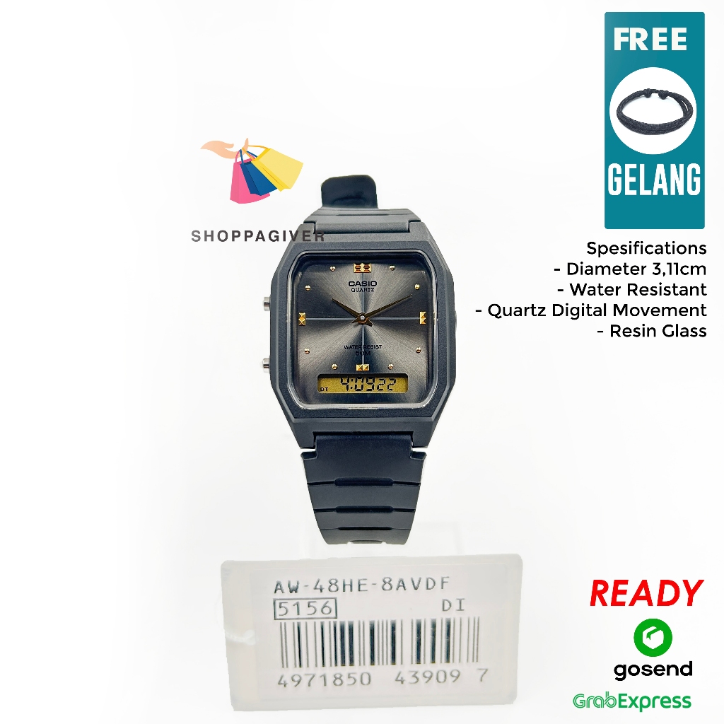 JAM TANGAN CASIO ORIGINAL ANALOG DIGITAL AW-48HE / AW-48HE-8A/AW-48HE-8AVDF BERGARANSI