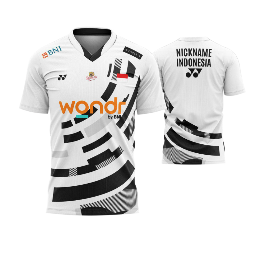 Jersey Badminton Indonesia Yonex Malaysia Open 2025 Gratis Request Nama Punggung Bahan Drifit Premiu