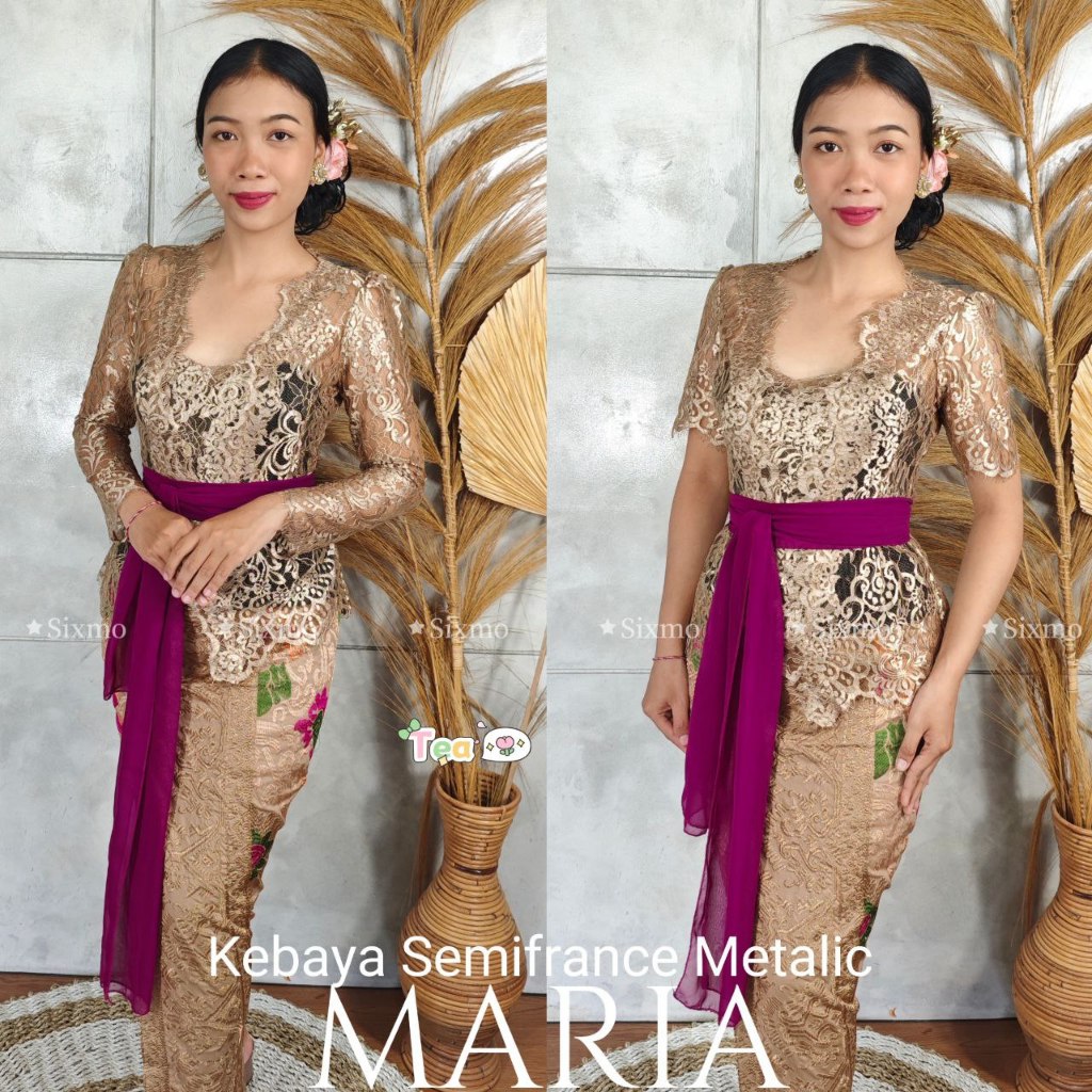 Atasan Baju Kebaya Wanita Kekinian Brokat Semifrance Metalik Maria Kebaya Bali Modern Wisuda Murah