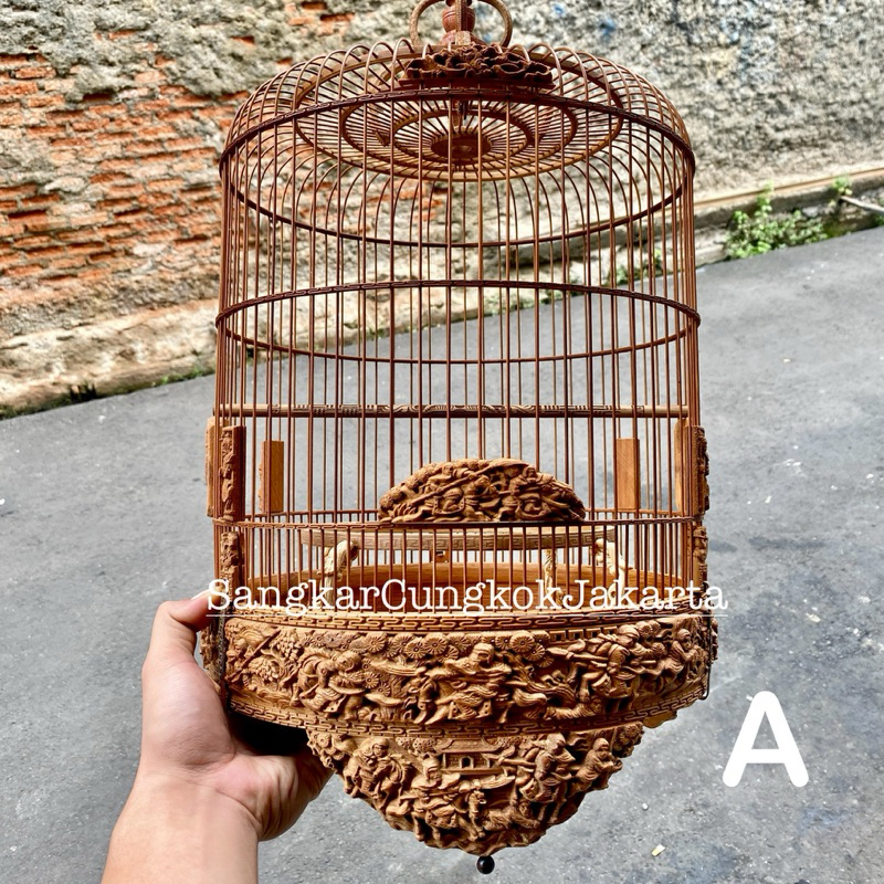 Sangkar Cungkok Tieumi Finch D30 Longchim Full Ukir 3D Ori Vietnam