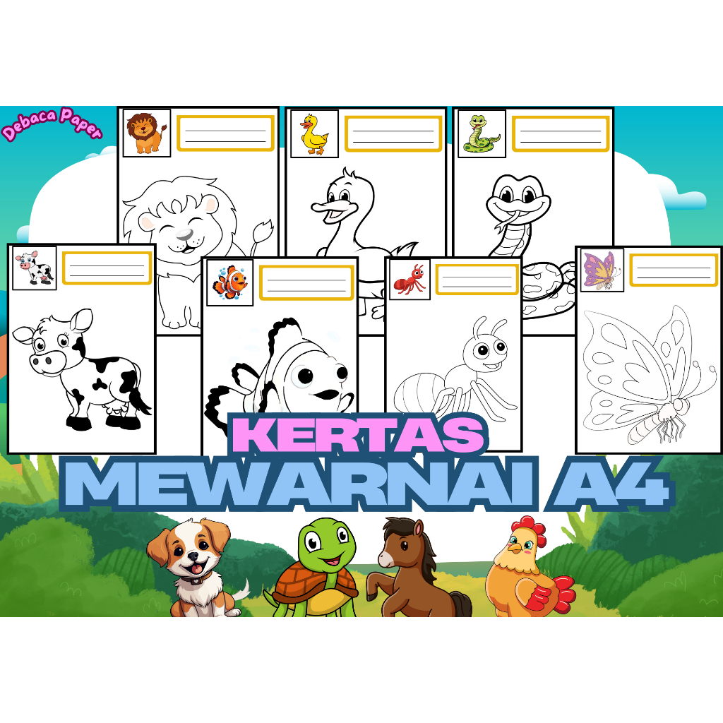 Kertas Mewarnai HVS A4/ Kertas Bergambar| Tipe 1 | Debaca Paper
