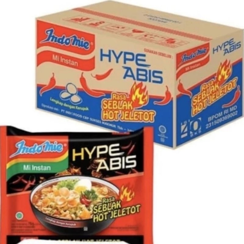 

Indomie Mie Instan HypeAbis Rasa Kuah Seblak Hot Jeletot 75 gr [ 1 Dus isi 40 Bks ]