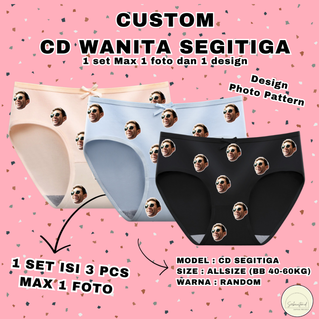 CD WANITA / CUSTOM FOTO CELANA DALAM WANITA / Kado unik ulang tahun cewek / Gift / Hampers wedding