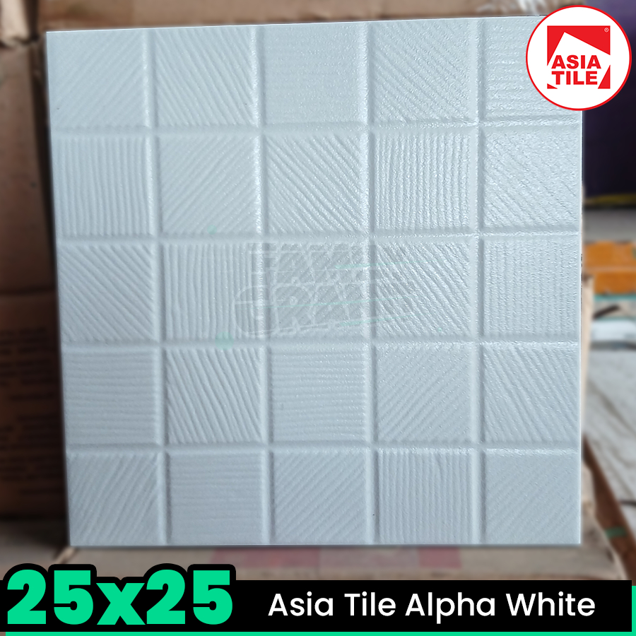Keramik Kasar 25x25 Asia Tile Alpha White Lantai Kamar Mandi / Toilet / WC Matte