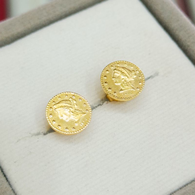 anting giwang dolar emas asli kadar 8k/375