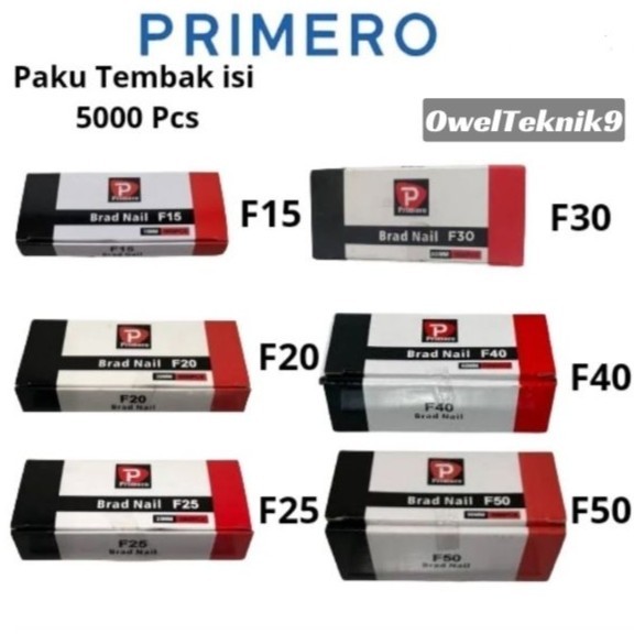 

OwelTeknik9 - Paku Tembak isi 5000Pcs F15,F20,F25,F30,F40,F50 Primero/Isi Staples Primero/Refill Paku Tembak Primero 100% ORIGINAL