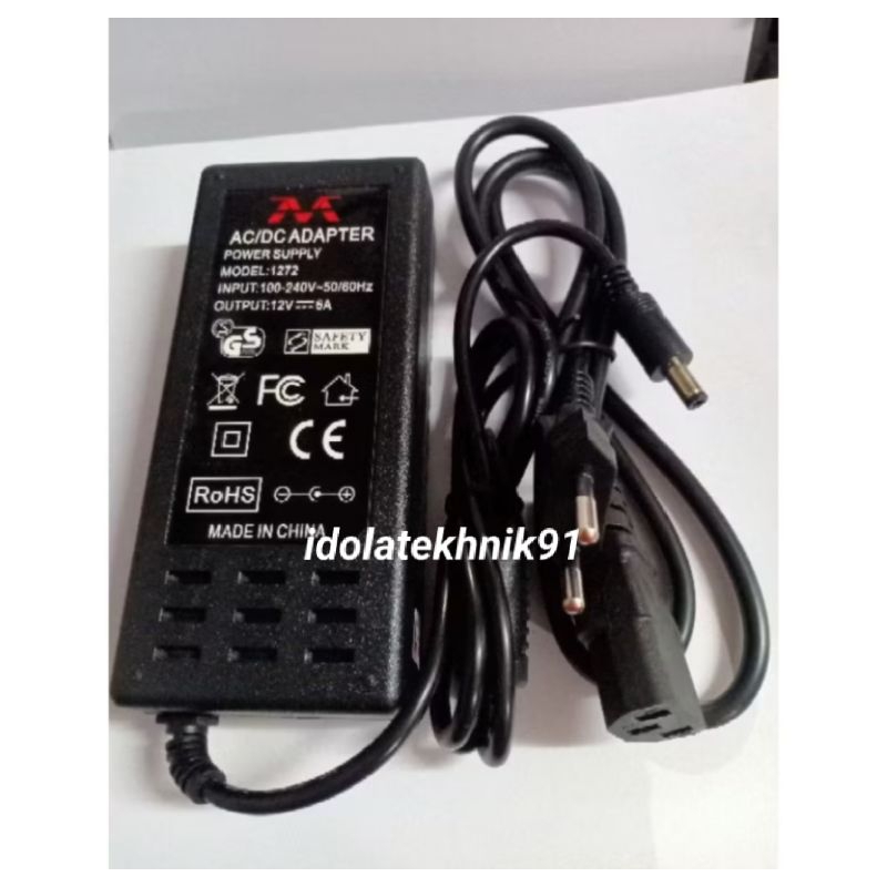 Adaptor cctv 12V 6A Adaptor Lampu Led DC 12Volt 6Amper