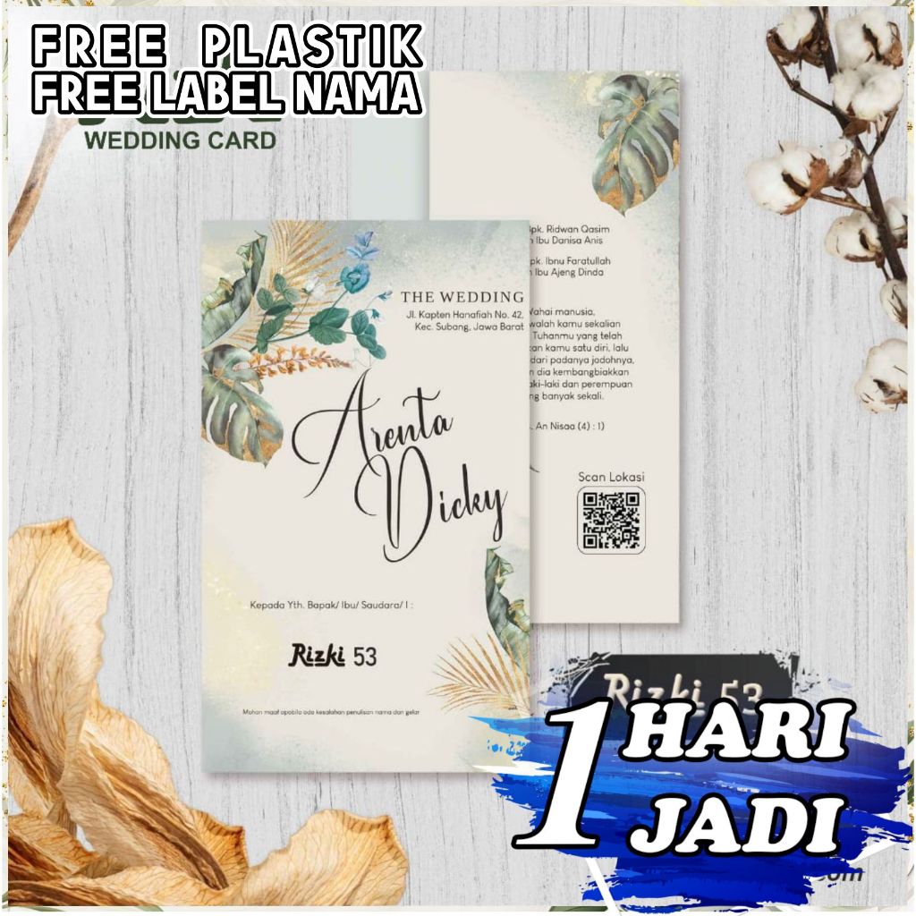 Cetak Undangan Pernikahan Rustik Elegan Unik Desain Terbaru Rizki 53 Express Sehari Jadi