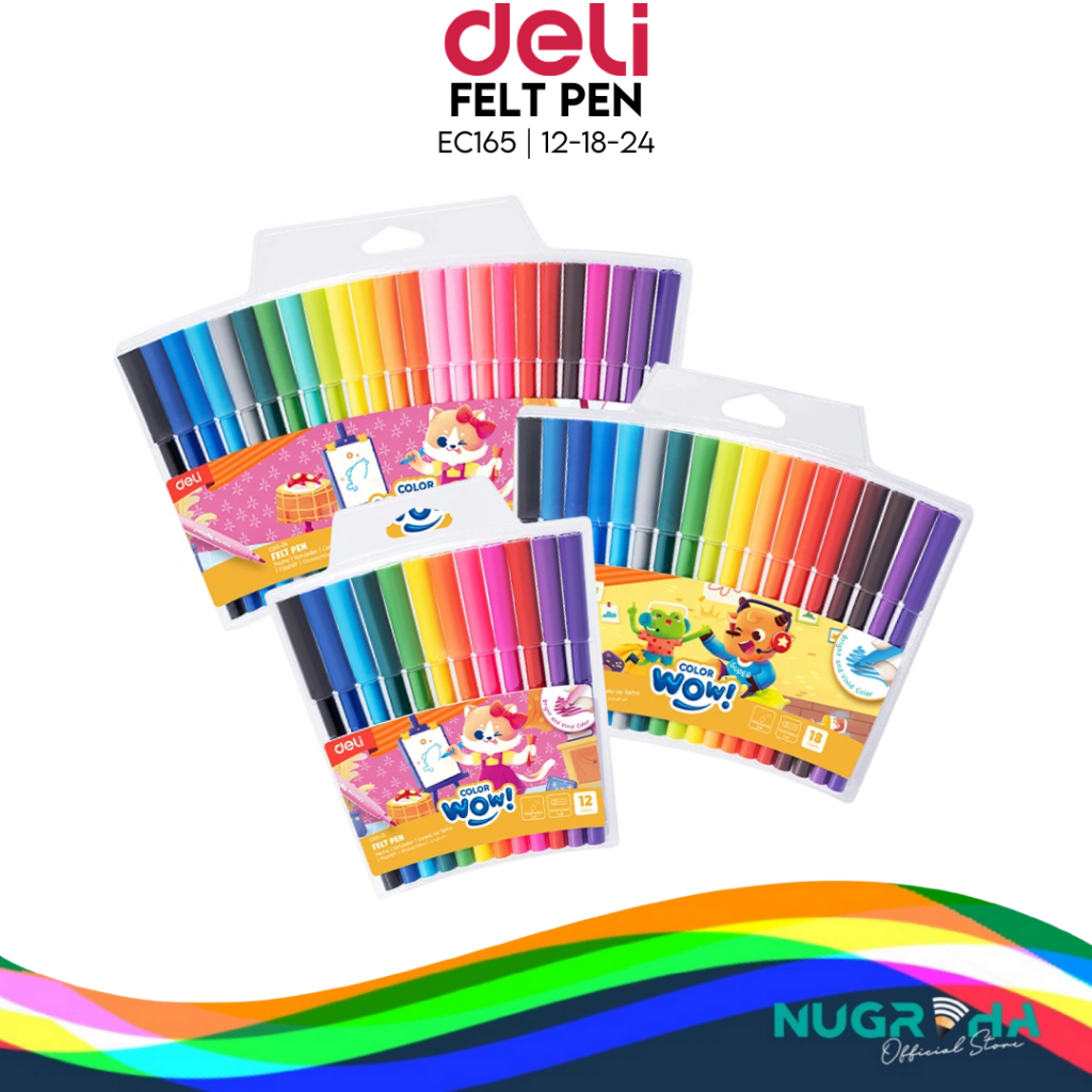 

DELI C165 12 18 24 FELT PEN PENA BALLPOINT PULPEN MEWARNAI