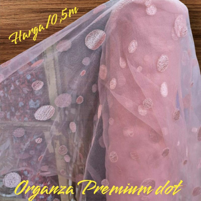 KAIN ORGANZA PREMIUM MOTIF POLKADOT WARNA SALEM SOFT - KAIN ORGANZA DOT HARGA/0,5M