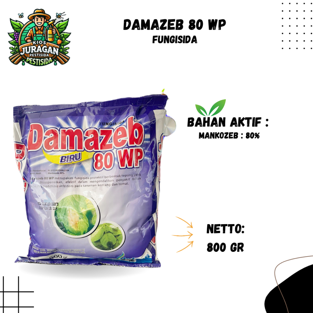 DAMAZEB 80WP 800GRAM FUNGISIDA MANKOZEB BIRU