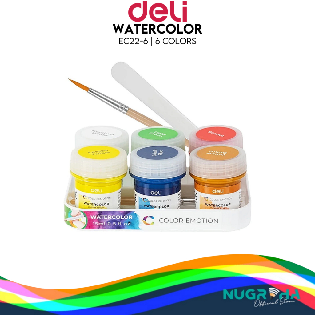 

DELI C22 CAT LUKIS CAT AIR WATERCOLOR FREE KUAS SET 6 8 12 WARNA