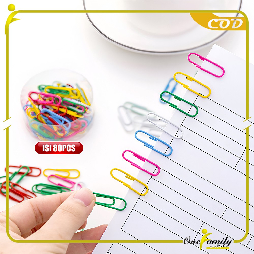 

ONE-A109 Paper Clip Warna Metalic Isi 80pcs Klip Kertas Warna Macaron / Klip Penjepit Kertas Aesthetic / Clip Pack Jepitan Kertas Serbaguna