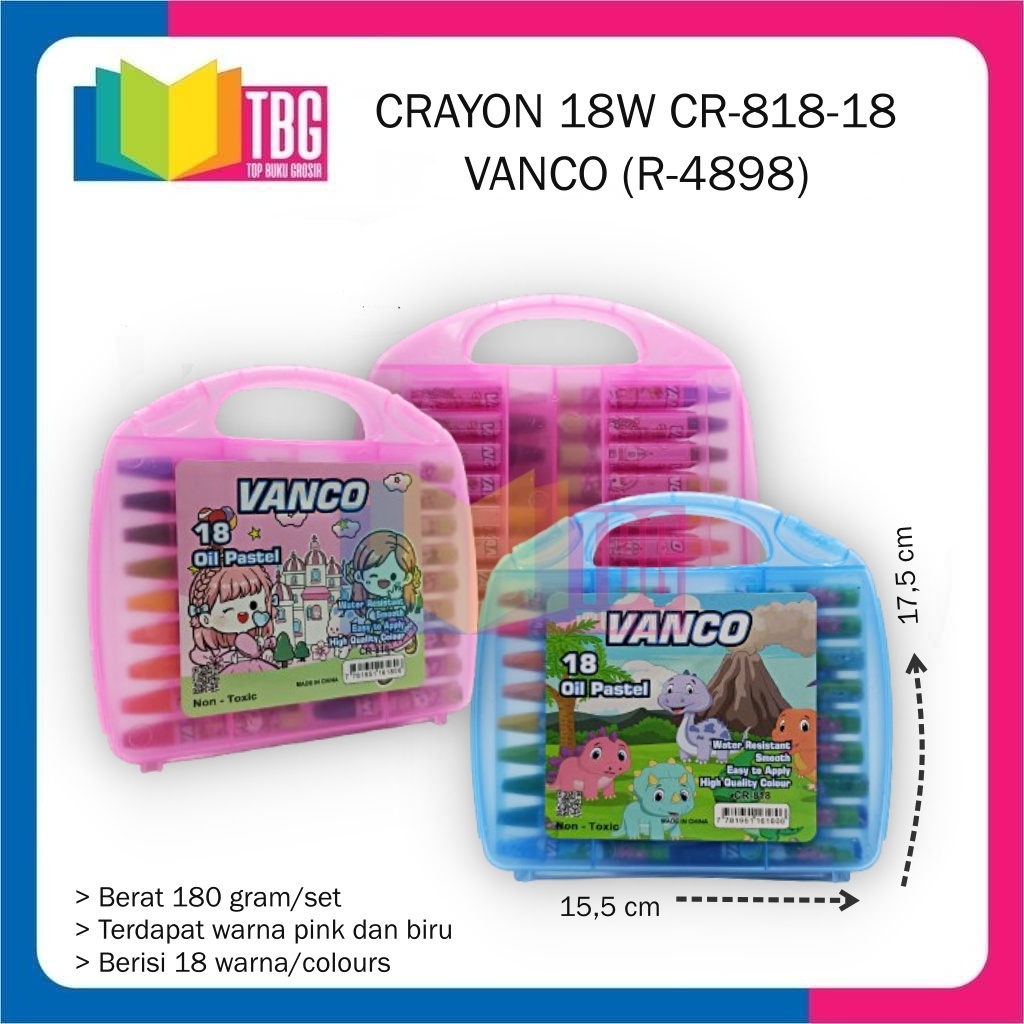 

1 SET CRAYON 18W CR-818-18 VANCO / OIL PASTEL 18 WARNA / ALAT MEWARNAI (R-4898)