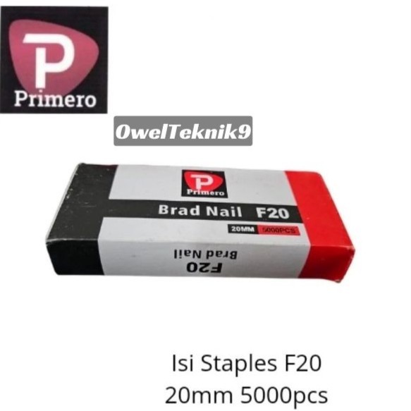 

OwelTeknik9 - Isi Staples F20 (5000pcs) PRIMERO/Paku tembak Staples F20 Primero/Isi Refill Staples F20 Primero/Brad Nail F20 Primero