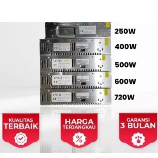 SPITZE power supply trafo travo 12v 20a 30a 40a 50a 60a 250w 360w 500w 600w 720w adaptor lampu led C